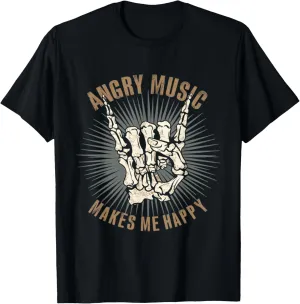 Angry Music Makes Me Happy Metalhead T-Shirt