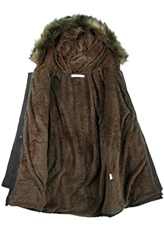 Beyove Womens Military Hooded Warm Winter Faux Fur Lined Parkas Anroaks Long Coats