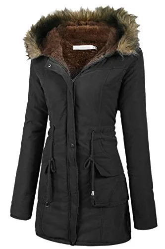 Beyove Womens Military Hooded Warm Winter Faux Fur Lined Parkas Anroaks Long Coats