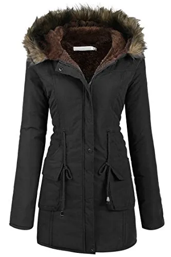 Beyove Womens Military Hooded Warm Winter Faux Fur Lined Parkas Anroaks Long Coats