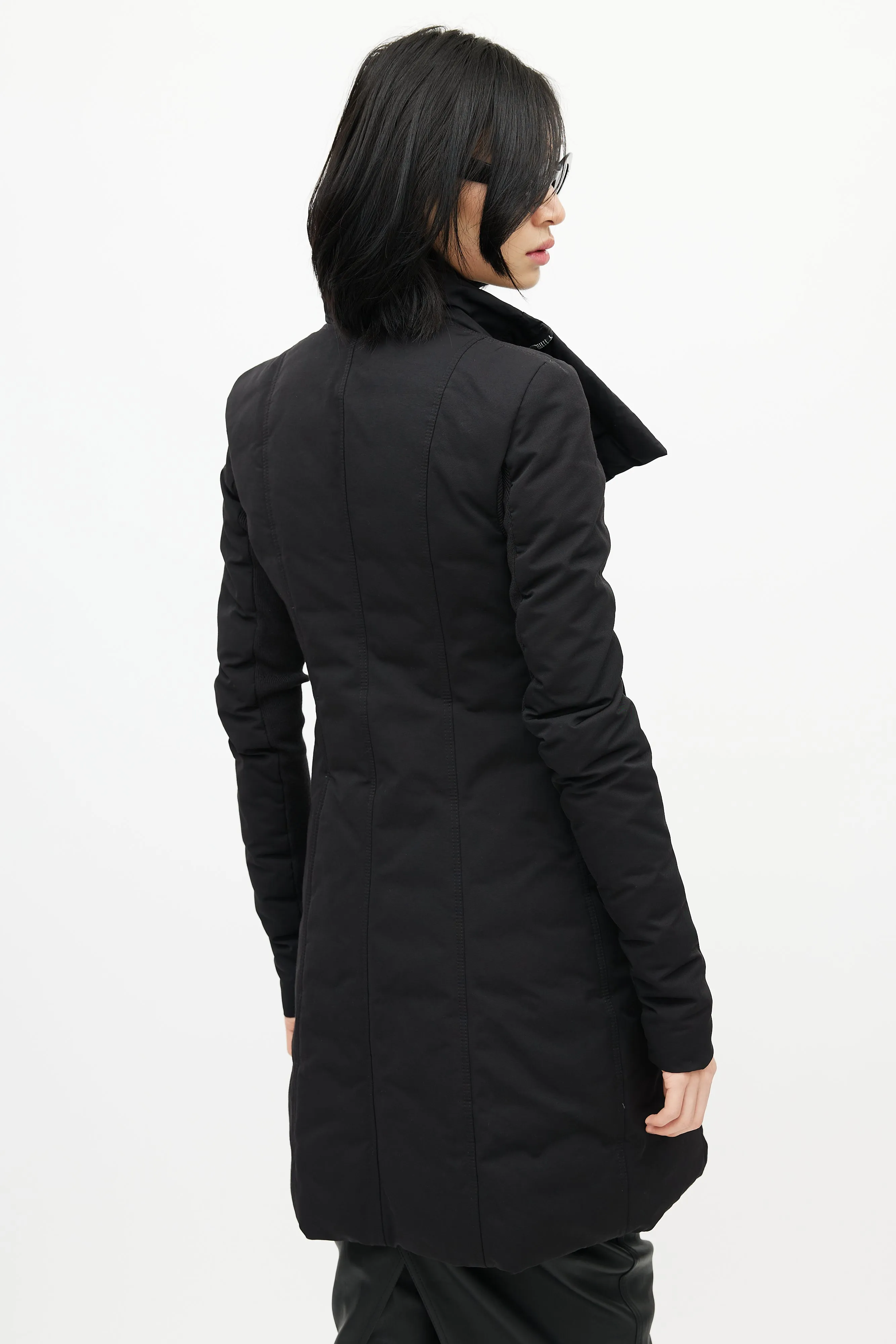 Black Asymmetrical Zip Padded Coat
