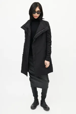 Black Asymmetrical Zip Padded Coat