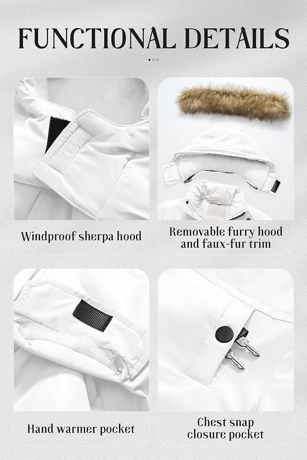 Chrisuno Boy's Waterproof Winter Sherpa Parka Coat Med-Length Outerwear Jackets With Detachable Furry Hood