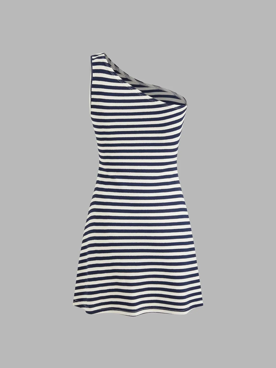 CIDER Women's Summer Striped Mini Dress Sleeveless Bodycon Dresses Asymmetrical Neck Casual Party Club Dress 2025