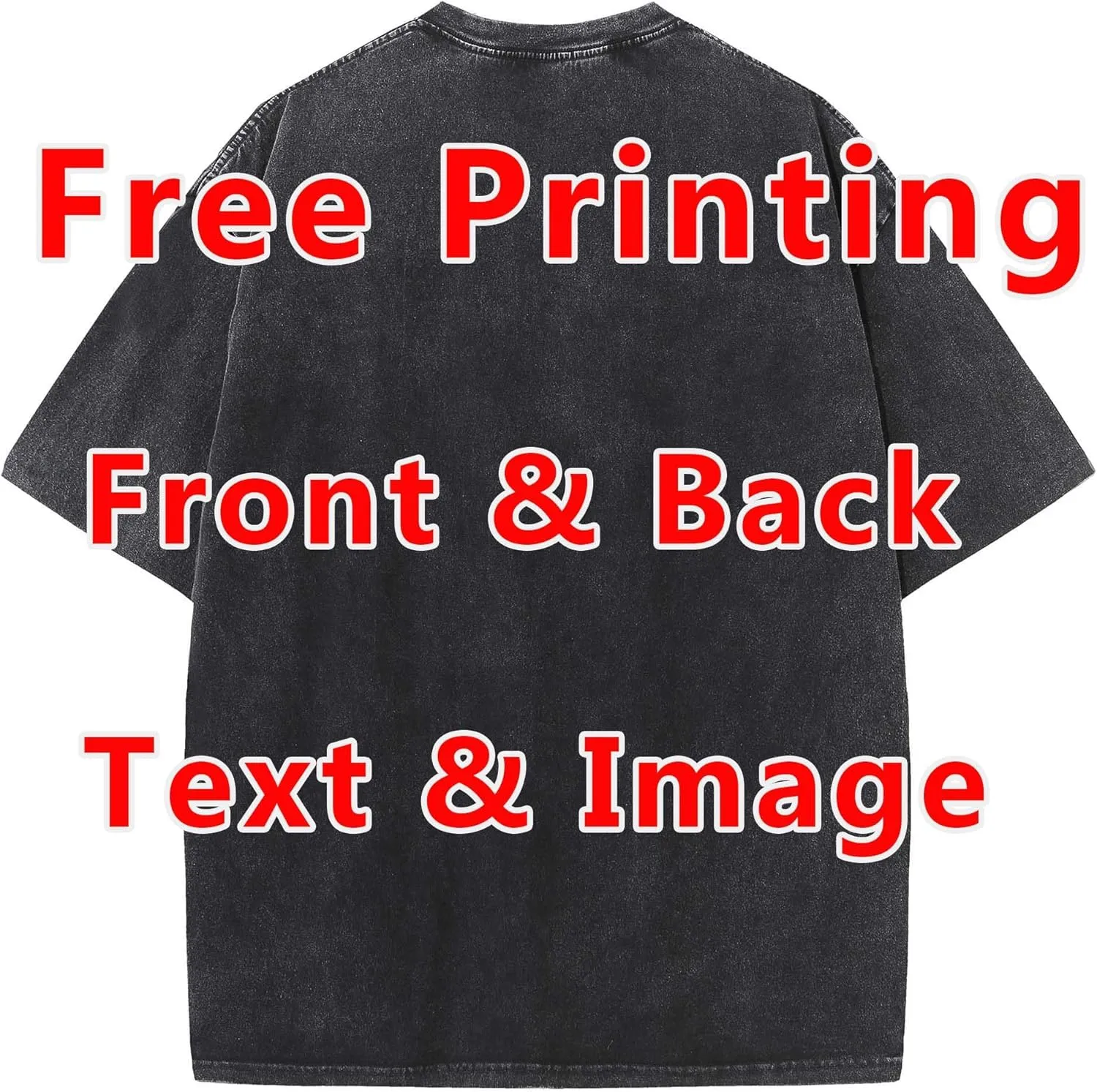 Custom Oversized T Shirts Vintage Tee Loose Fit Casual Streetwear Baggy Washed Cotton Personalized Add Your Own Design