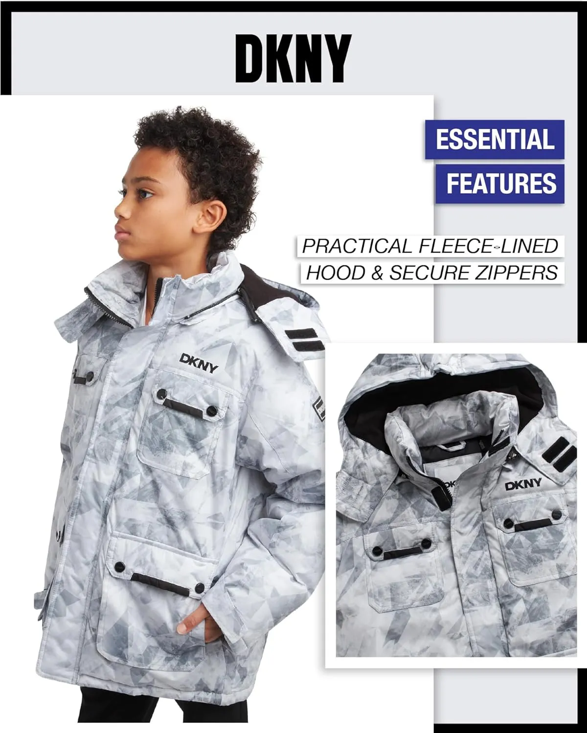 DKNY Boys' Winter Coat - Heavyweight Bomber Parka Jacket - Water Resistant Insulated Jacket for Boys (8-20)