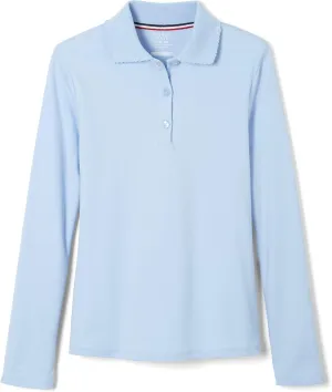 French Toast Girls' Long Sleeve Interlock Polo with Picot Collar (Standard & Plus)