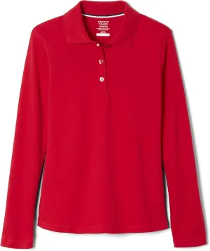 French Toast Girls' Picot Collar Polo School Uniform Shirt with Long Sleeves (Standard & Plus)