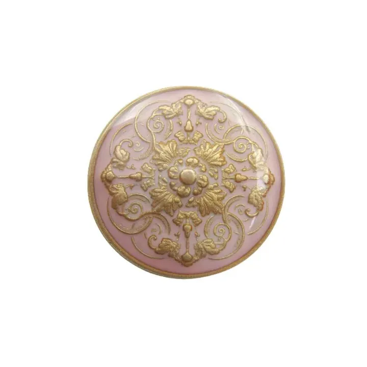 Intricate Floral Purple Lucite Embedded Enameled Coated Shank Metal Button (Pack of 8 Buttons)