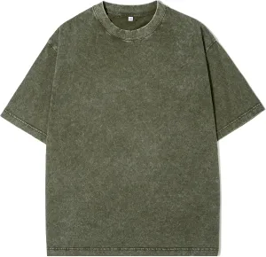 Men Oversized T Shirts Heavy Cotton Acid Washed Vintage Unisex Tee Loose Fit Short Sleeve Casual Streetwear Baggy Basic Tops