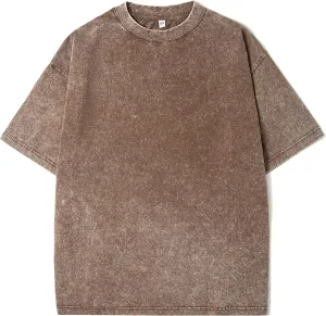 Men Oversized T Shirts Heavy Cotton Acid Washed Vintage Unisex Tee Loose Fit Short Sleeve Casual Streetwear Baggy Basic Tops