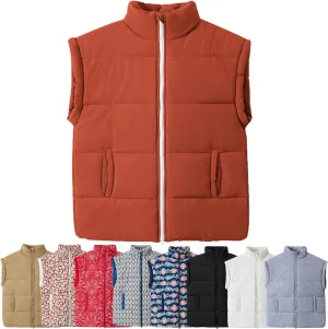 Women's Outerwear Vests Various Print Quilted Warm Cotton Loose Sleeveless Jacket